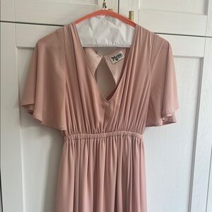 Show Me Your Mumu Pink Pleated Maxi Dress with Flutter Sleeves